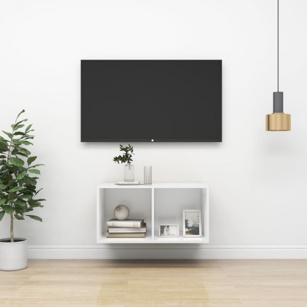 Mueble de pared para TV madera contrachapada blanco 37x37x72 cm D