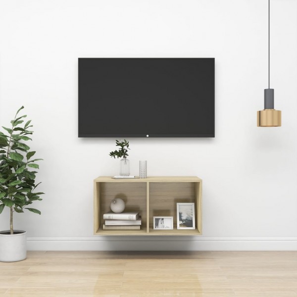 Mueble de pared para TV madera contrachapada roble 37x37x72 cm D