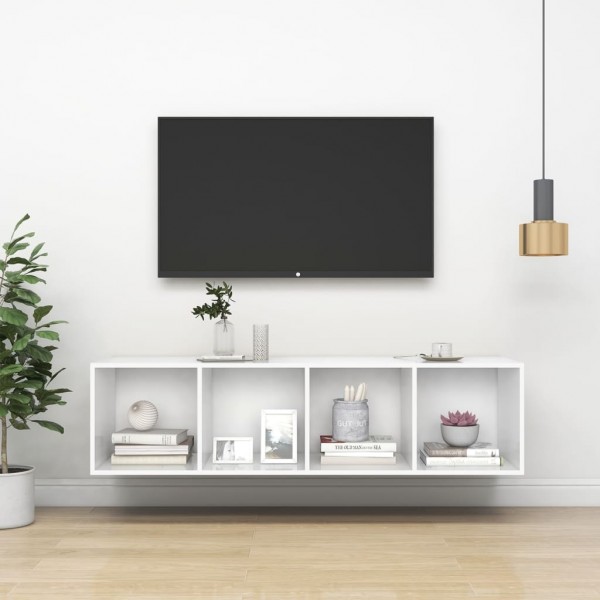 TV de pared con madera contrachapada blanco 37x37x142.5 cm D