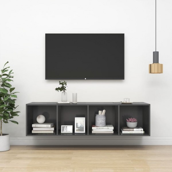 Mueble TV pared madera contrachapada gris 37x37x142.5 cm D