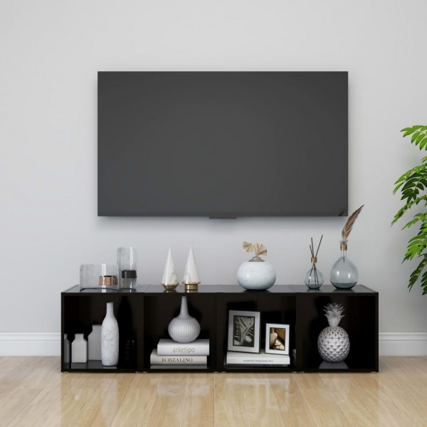 Muebles para TV 4 uds madera contrachapada negro 37x35x37 cm D