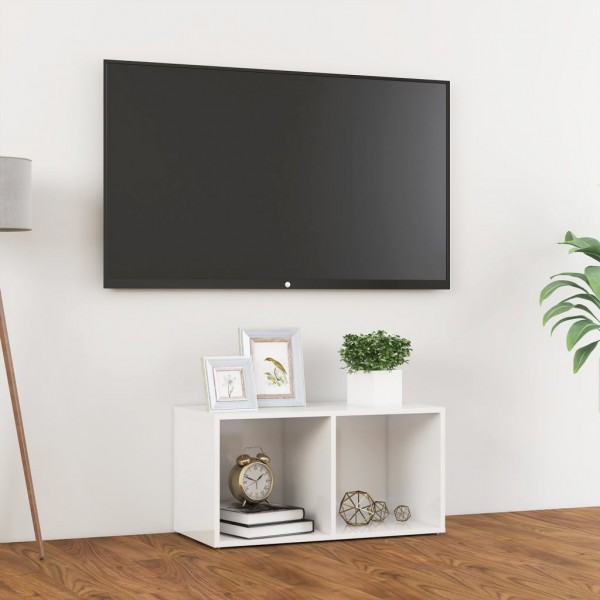 Mueble para TV madera contrachapada blanco brillo 72x35x36.5 cm D