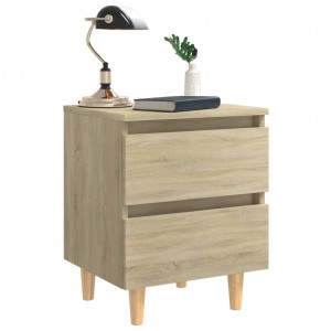 Mesita de noche patas madera maciza roble Sonoma 40x35x50 cm D