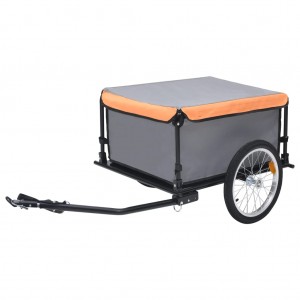 Remolque de carga para bicicletas gris y naranja 65 kg D