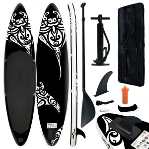 Juego de tabla de paddle surf hinchable negro 320x76x15 cm D