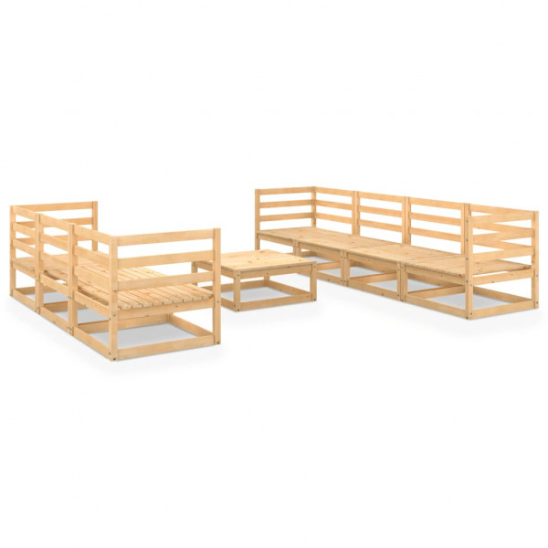Conjunto de mobiliário de jardim 8 peças madeira maciça de pinheiro D