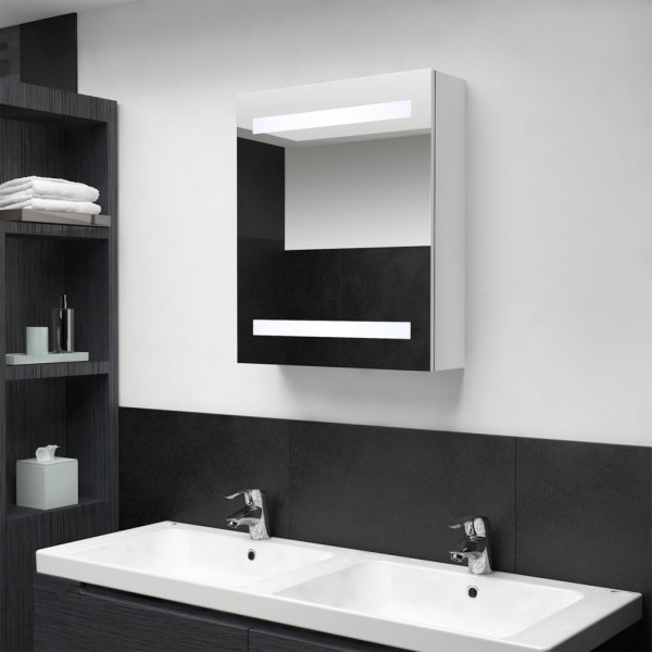 Armario de baño con espejo LED blanco brillante 50x14x60 cm D