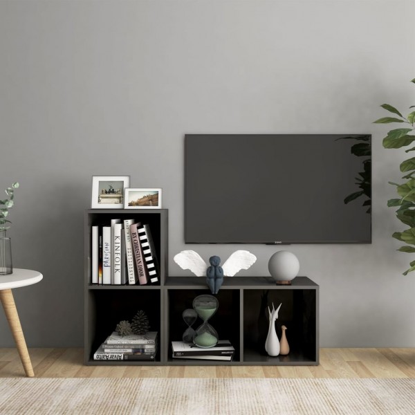 Muebles para TV 2 uds aglomerado gris brillante 72x35x36.5 cm D