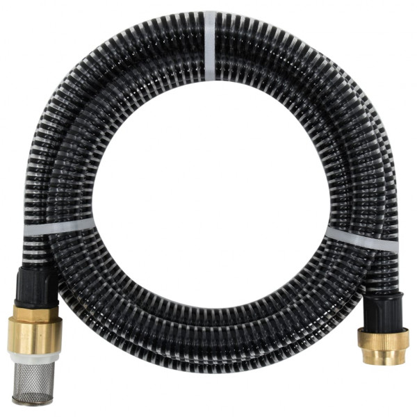 Manguera de succión con conectores de latón PVC negro 29 mm 3 m D
