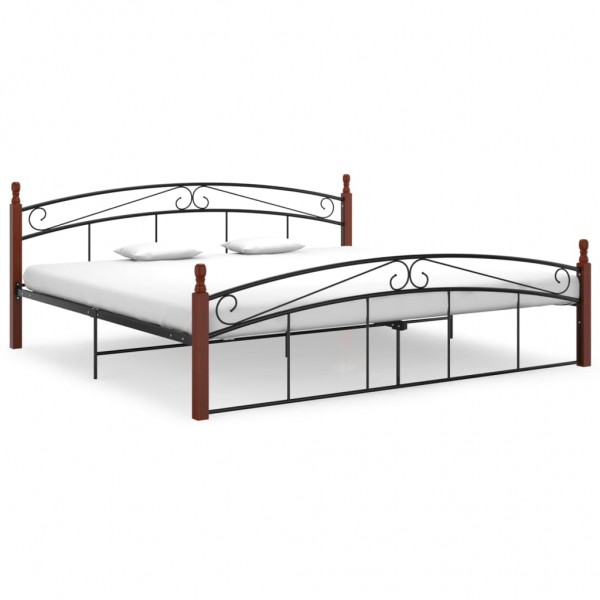 Estrutura de cama metálica e madeira maciça de carvalho 200x200 cm D