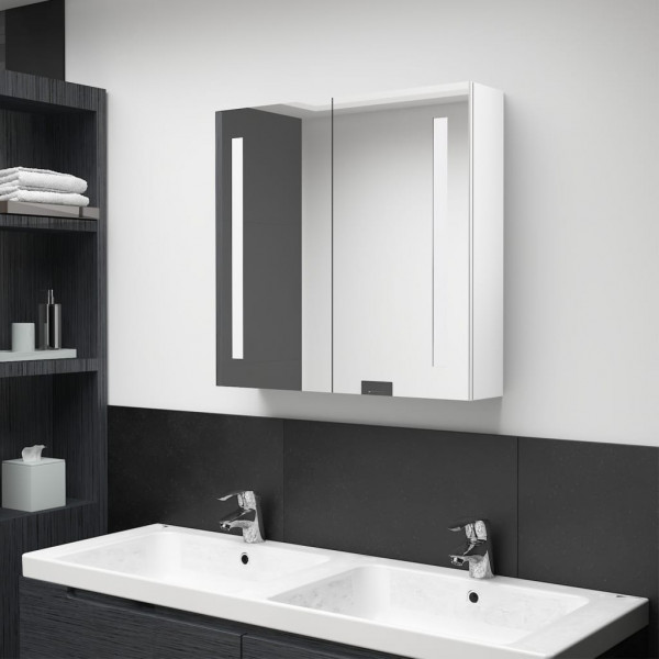 Armario de baño con espejo LED blanco brillante 62x14x60 cm D