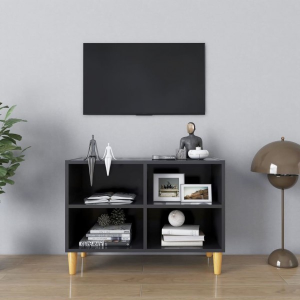 Mueble de TV con patas de madera maciza gris 69.5x30x50 cm D