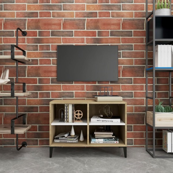 Móvel de TV com patas de metal branco de carvalho Sonoma 69.5x30x50 cm D