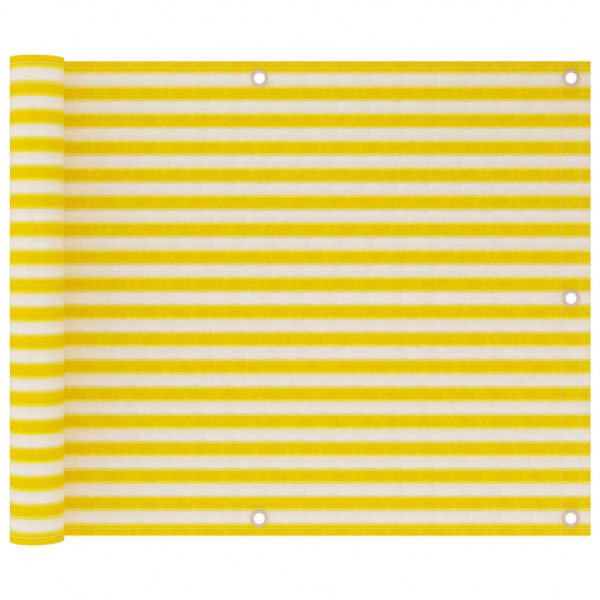 Toldo para balcão HDPE amarelo e branco 75x300 cm D