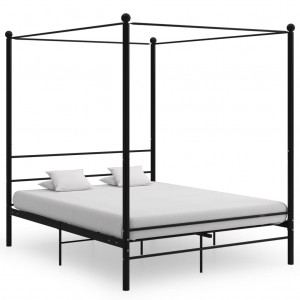Estrutura de cama com leito de metal preto 160x200 cm D