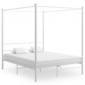 Estrutura de cama com leito de metal branco 160x200 cm D