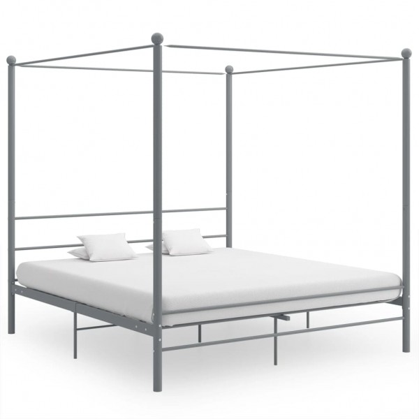Estrutura de cama com leito de metal cinza 200x200 cm D