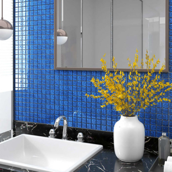 Azulejos de mosaico 11 unidades vidrio azul 30x30 cm D