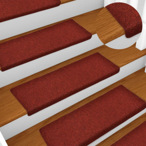 Tapetes de escada 10 unidades vermelho bordeaux 65x21x4 cm D