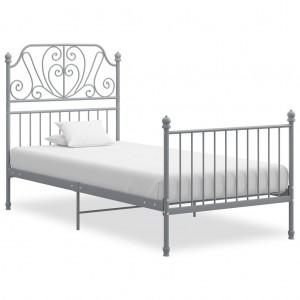 Estructura de cama de metal gris 90x200 cm D