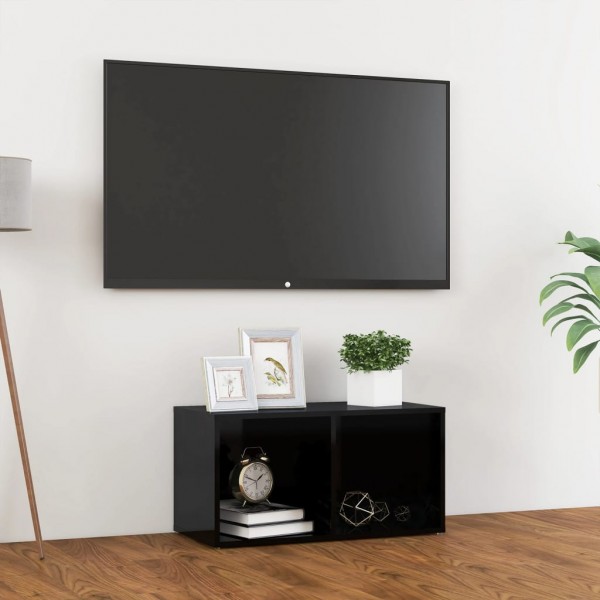 Mueble para TV madera contrachapada negro brillo 72x35x36.5 cm D