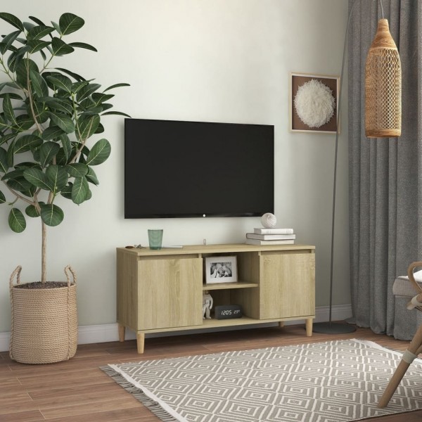 Móvel de TV pernas madeira maciça carvalho Sonoma 103.5x35x50 cm D
