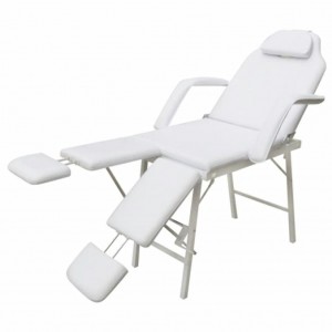 Silla de masaje y tratamiento con apoyo para piernas ajustable. blanca D