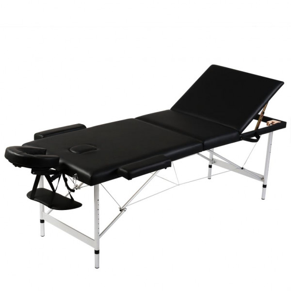 Mesa de massagem de alumínio dobrável de três corpos pretos D
