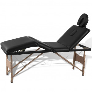 Escaleira de massagem dobrável 4 zonas estrutura de madeira preta D