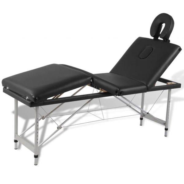 Camilla de masaje plegable 4 zonas estructura de aluminio negra D
