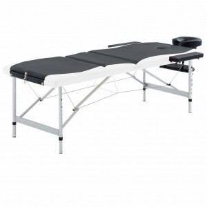Camilla de masaje plegable 3 zonas aluminio negro y blanco D