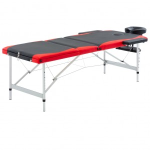 Camilla de masaje plegable 3 zonas aluminio negro y rojo D