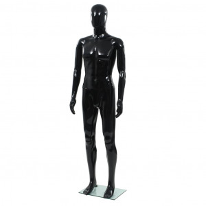 Maniquí de hombre completo base vidrio negro brillante 185 cm D