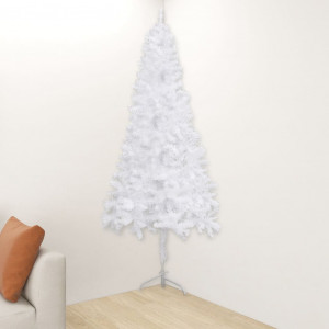 Árbol de Navidad artificial de esquina blanco 150 cm PVC D